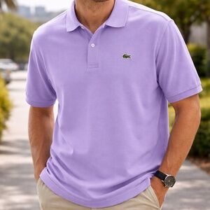 Lacoste Polo Shirt Men’s 4XL Lavender Classic Fit Short Sleeve Cotton Logo